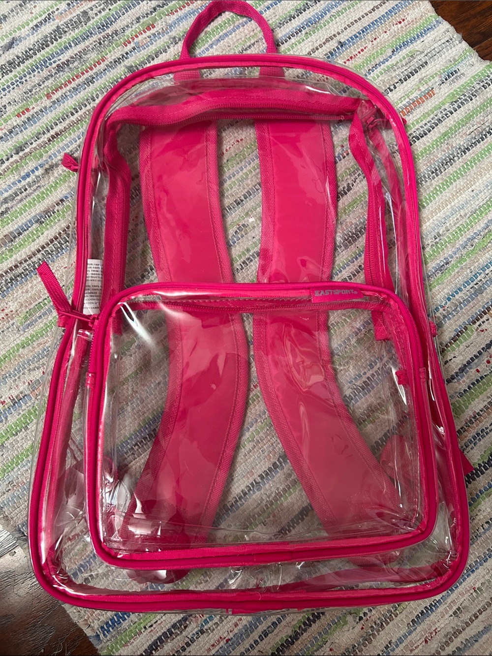 Eastsport Clear Backpack with Hot Pink Trim